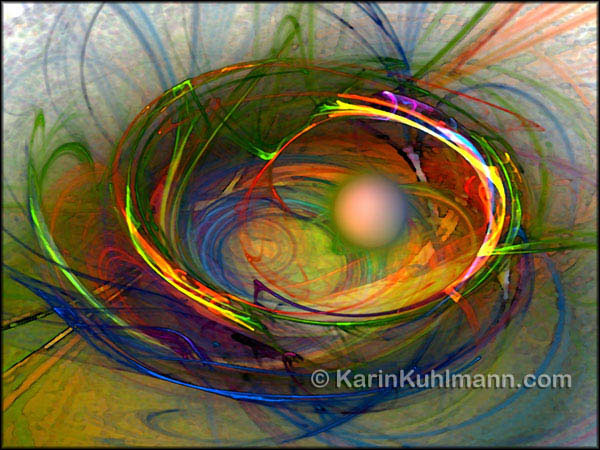 Abstrakte Illustration "Melting Pot", abstrakte Bildkomposition im Stil des Expressionismus. Digitale Kunst, gestaltet mit dem Computer von Karin Kuhlmann.
