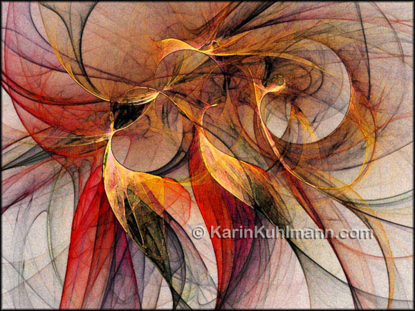 Abstrakte Illustration "Fluchtversuch", abstrakte Bildkomposition im Stil des Expressionismus. Digitale Kunst, gestaltet mit dem Computer von Karin Kuhlmann.