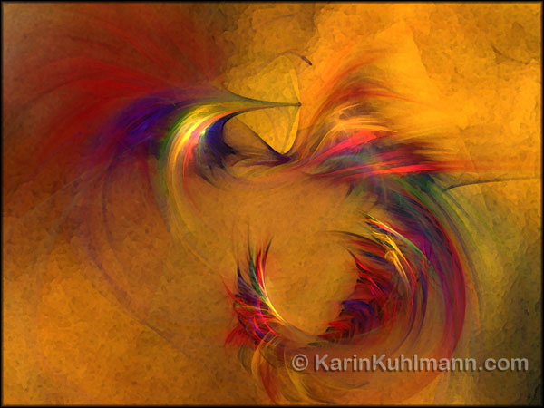 Abstrakte Illustration "Hochstimmung", abstrakte Bildkomposition im Stil des Expressionismus. Digitale Kunst, gestaltet mit dem Computer von Karin Kuhlmann.