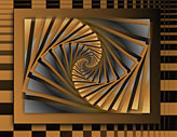 Abstrakt geometrische Bildkomposition "Goldene Welle", geometrisch abstrakte digitale Kunst, gestaltet mit dem Computer von Karin Kuhlmann.
