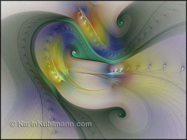Fraktal Bild "Lebensrhytmus" geometrisch abstrakte Bild Komposition mit Spiralen. Digitale Kunst von Karin Kuhlmann