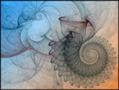 Fraktal Komposition "Perfekte Spirale" abstraktes Fraktal mit Spiralen. Digitale Kunst von Karin Kuhlmann.