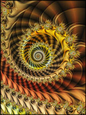 Fraktal Komposition "Prachtspirale" abstraktes Fraktal mit Spiralen. Digitale Kunst von Karin Kuhlmann.