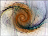 Fraktal Komposition "Spirograph Spirale" abstraktes Fraktal mit Spiralen. Digitale Kunst von Karin Kuhlmann.