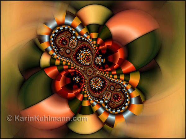 Geometrisch abstraktes Fraktal Design "Sweets for my Honey". Digitale Fraktal Kunst gestaltet mit dem Computer von Karin Kuhlmann.