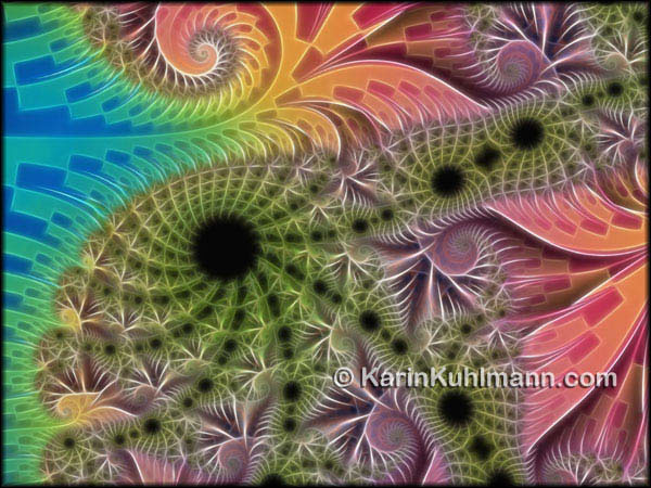 Geometrisch abstrakte Fraktal Komposition "Big Fish". Digitale Fraktal Kunst gestaltet mit dem Computer von Karin Kuhlmann.